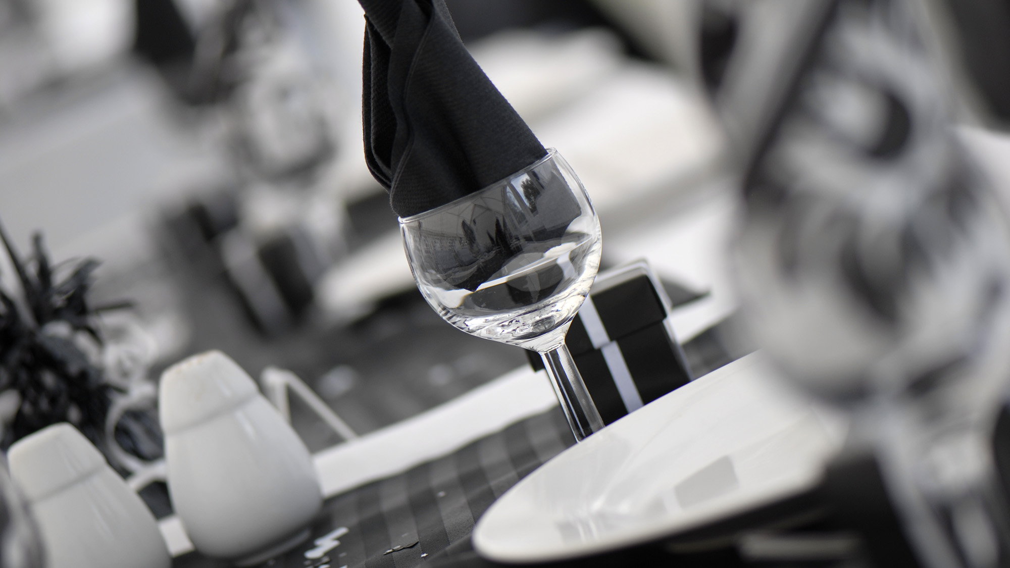Close up macro shot of the table setting