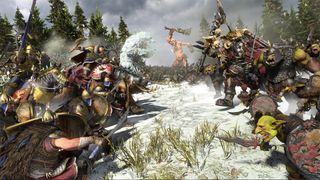 Total War: Warhammer 3 Immortal Empires Kislev soldiers fight Greenskins