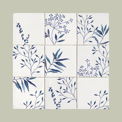 Victorian Plumbing, Stonehouse Studio Retford Floral Blue Gloss Wall Tiles