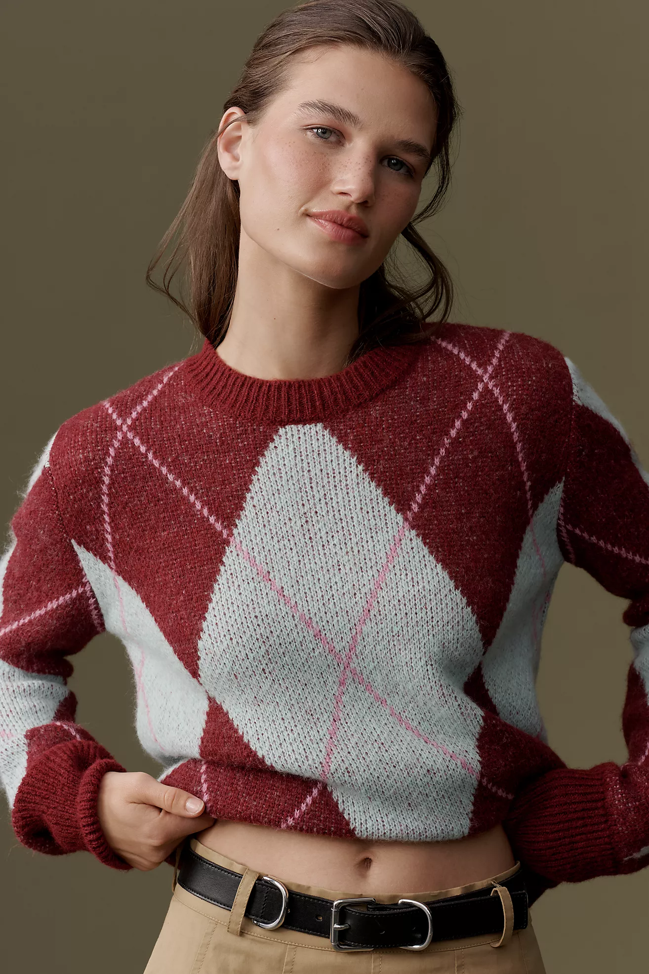 Essentiel Antwerp Iberlin Crew-Neck Argyle Sweater