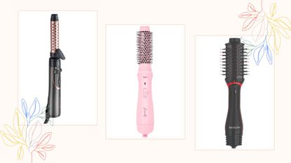 A composite image of three of the best Dyson Airwrap dupes including Mermade Hair, Revlon and Shark