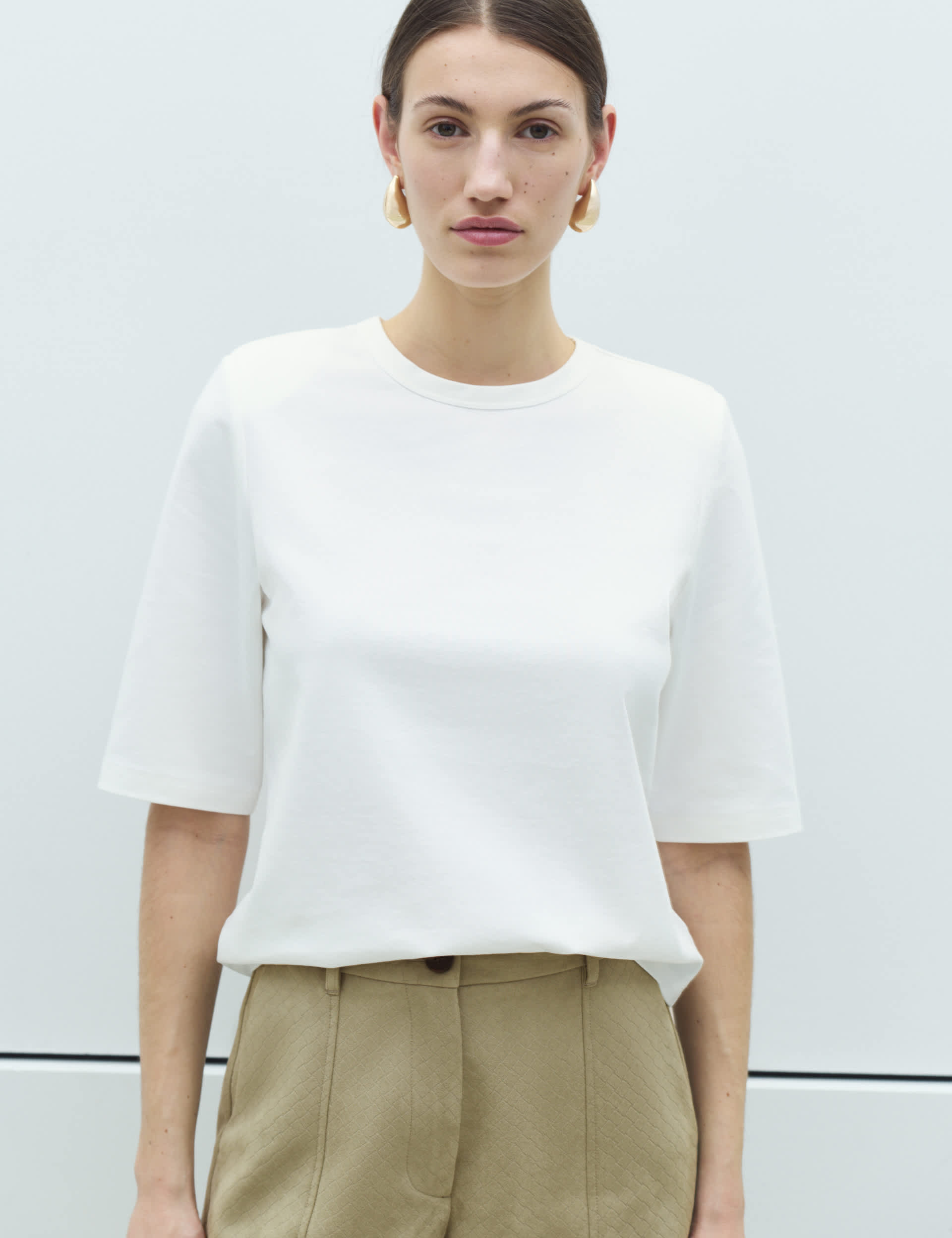 Cotton Rich Padded Shoulder T-Shirt