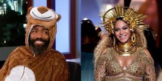 Donald Glover in a Lion suit on Jimmy Kimmel and Beyonce in gold at the Grammys