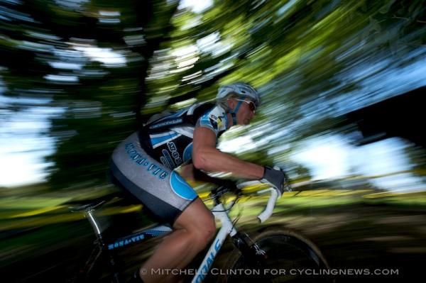 Sue Butler (Monavie - Cannondale) in the trees.
