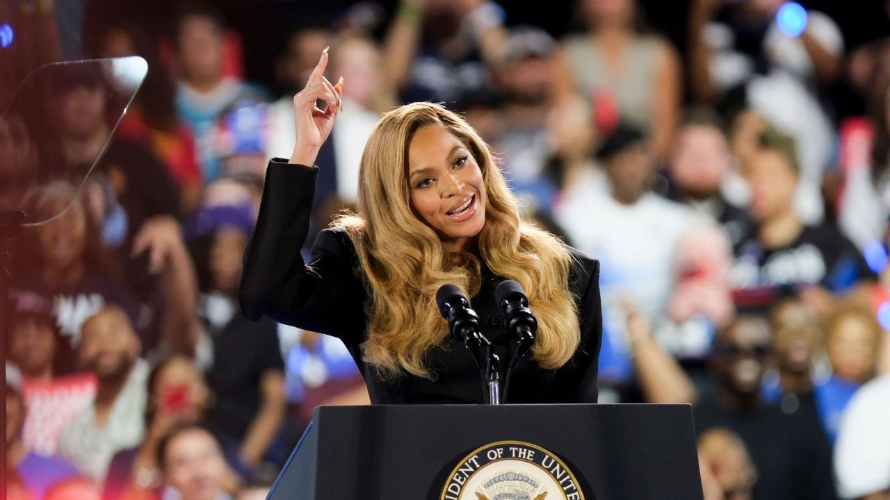 Beyoncé endorses Kamala Harris for President at a Houston rally in October 2024