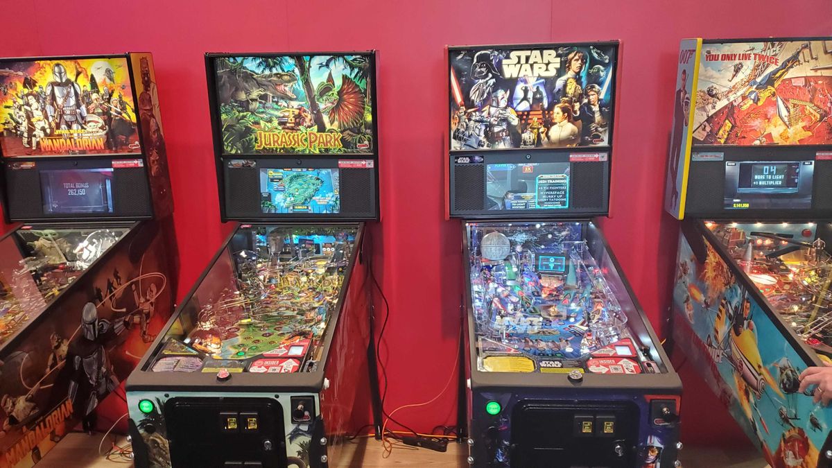 pinball machine lit up