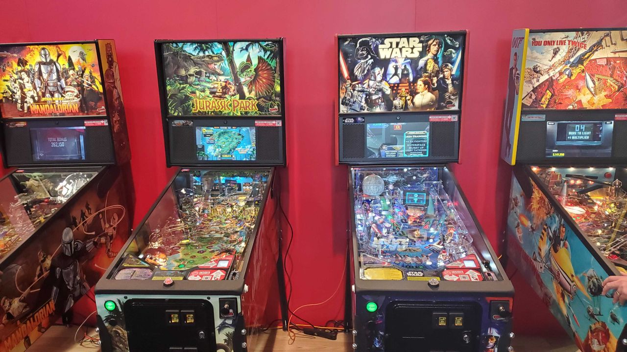 pinball machine lit up