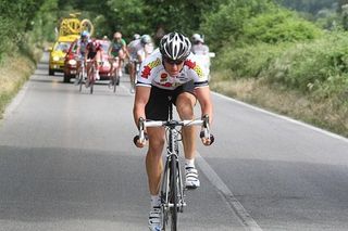 Adam Hansen (Columbia) seen here attacking in the Giro, had a day 'off' for once from team duties