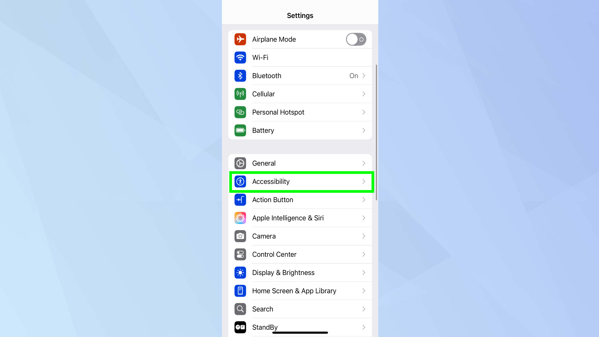 iPhone Accessibility settings