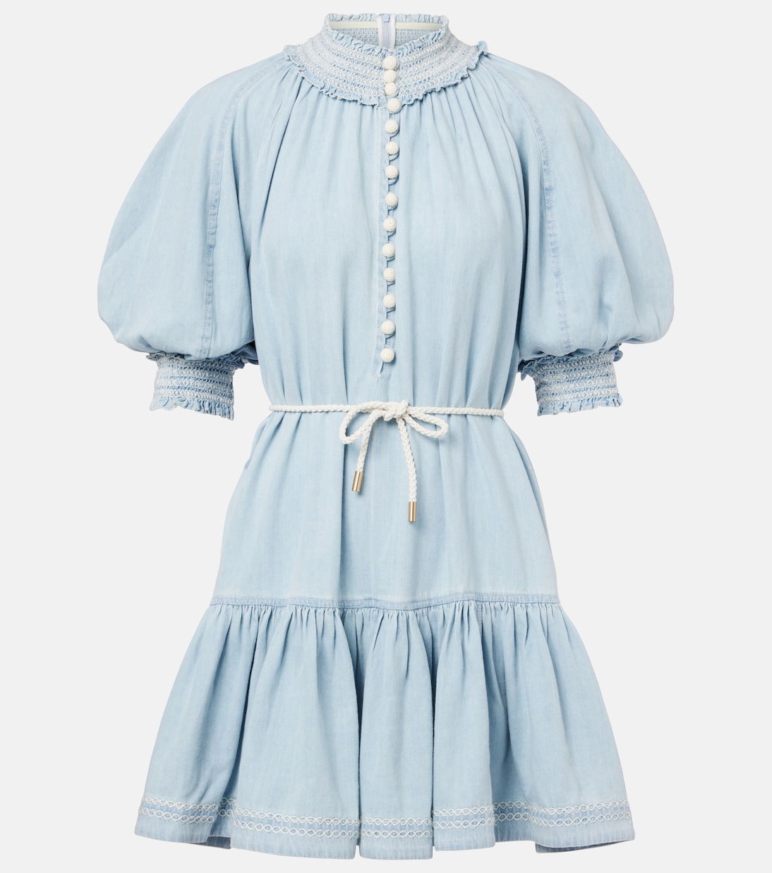 Ascension Ruffled Denim Minidress in Blue - Zimmermann