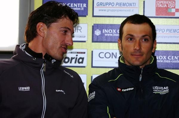 Fabian Cancellara chats with Ivan Basso.