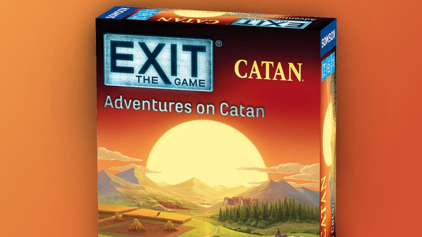 Exit: The Game - Adventures on Catan game up close on an orange background