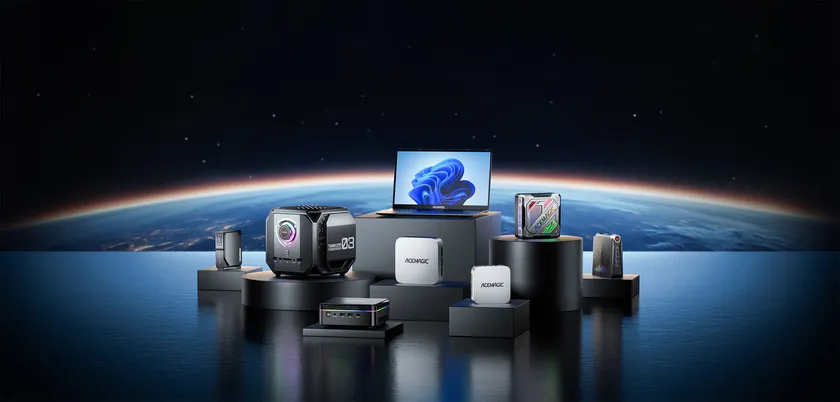 Acemagic product range with the earth in the background