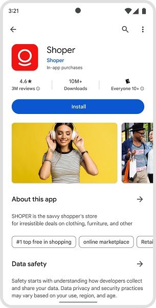 An app in the Google Play Store.