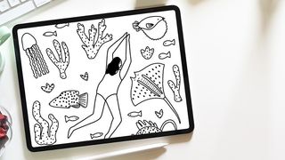 Photo of colouring template on iPad