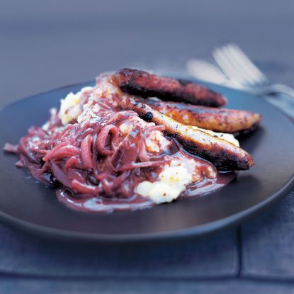 Sausage and Celeriac Mash with Red Onion Gravy recipe-recipe ideas-new recipes-woman and home