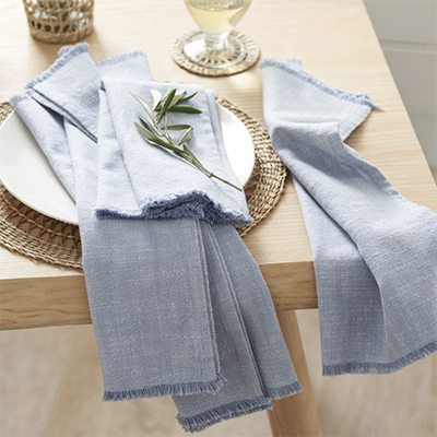 The White Company blue napkins