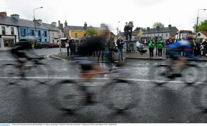 The peloton rides through Mountbellew, Co. Galway