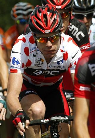Cadel Evans (BMC) wore the polka-dot jersey during stage 3.