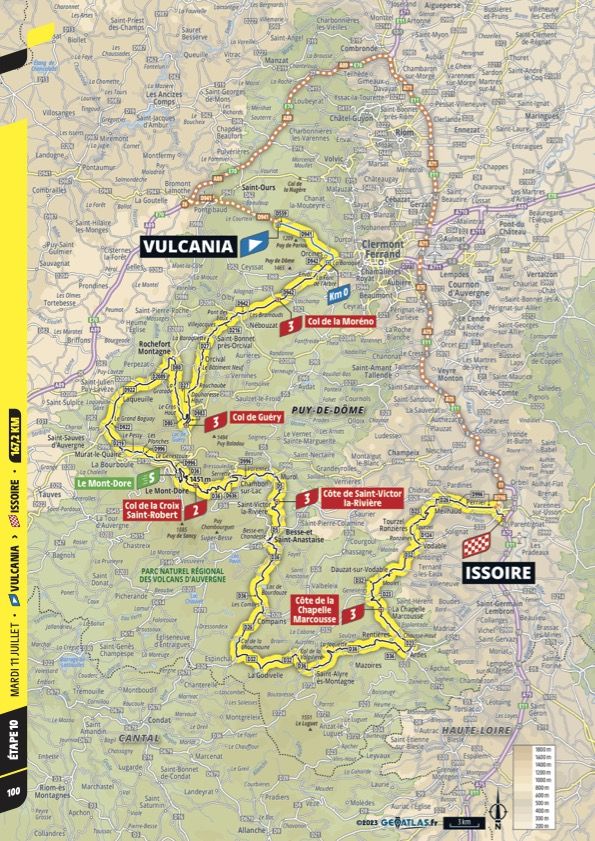 The map of stage 10 of the 2023 Tour de France
