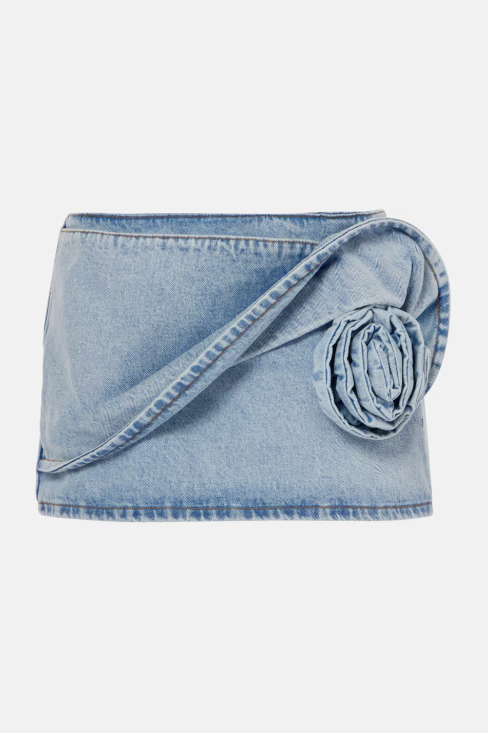 Magda Butrym, Floral-Appliqué Denim Miniskirt