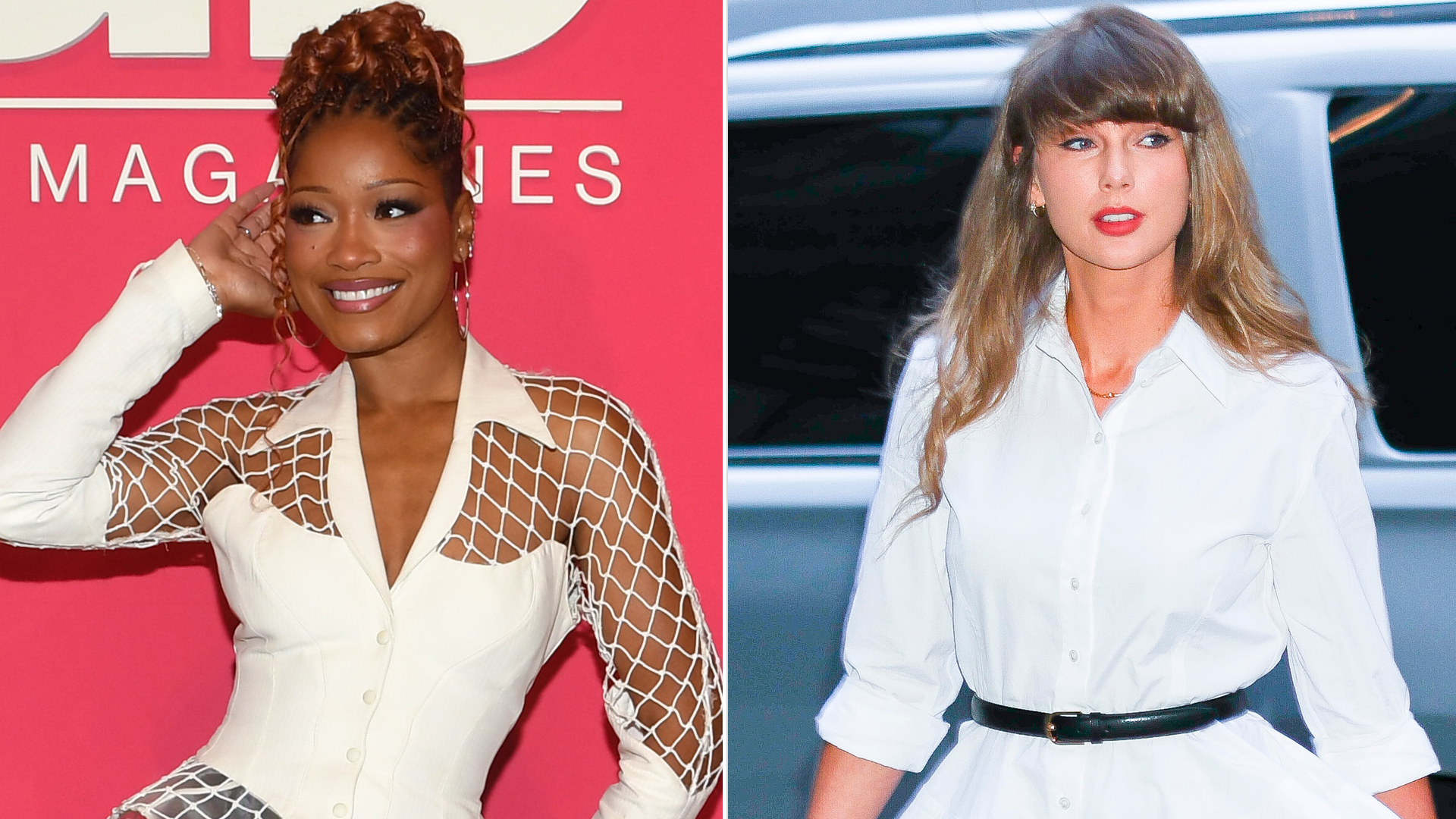Keke Palmer wore the capri pants trend with a peplum white button-down inspired by Taylor Swift