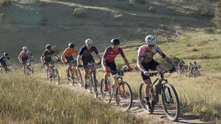 Mountain bikers racing at the Sea Otter Classic