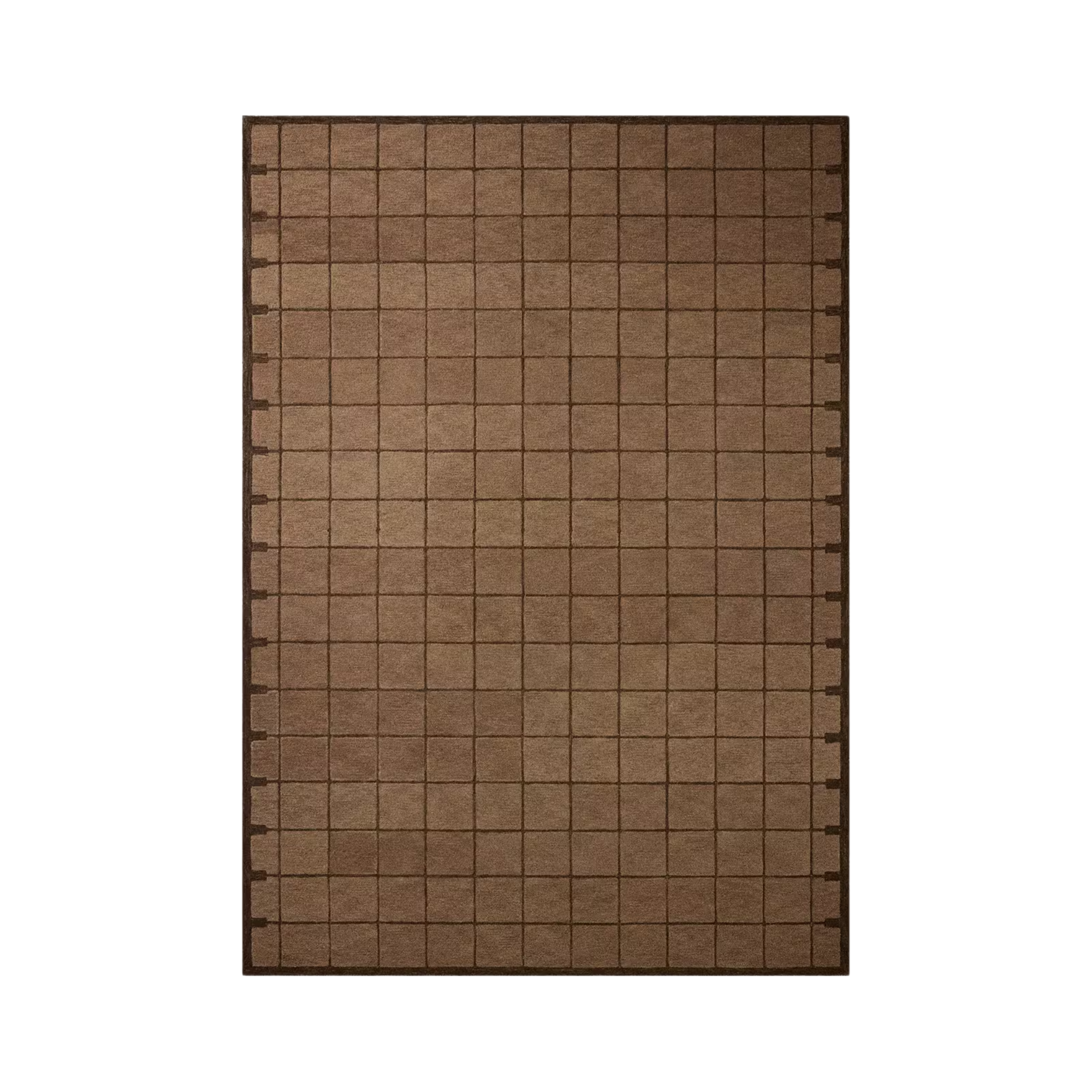 a brown checker printed rug