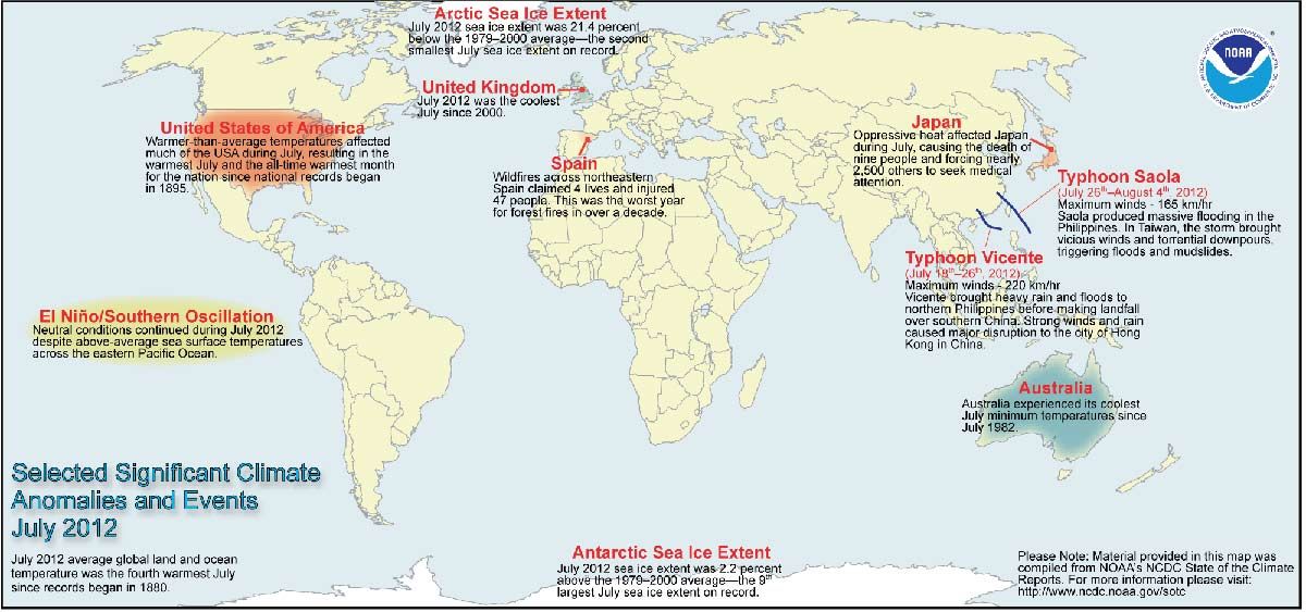 Global weather events for July 2012. 