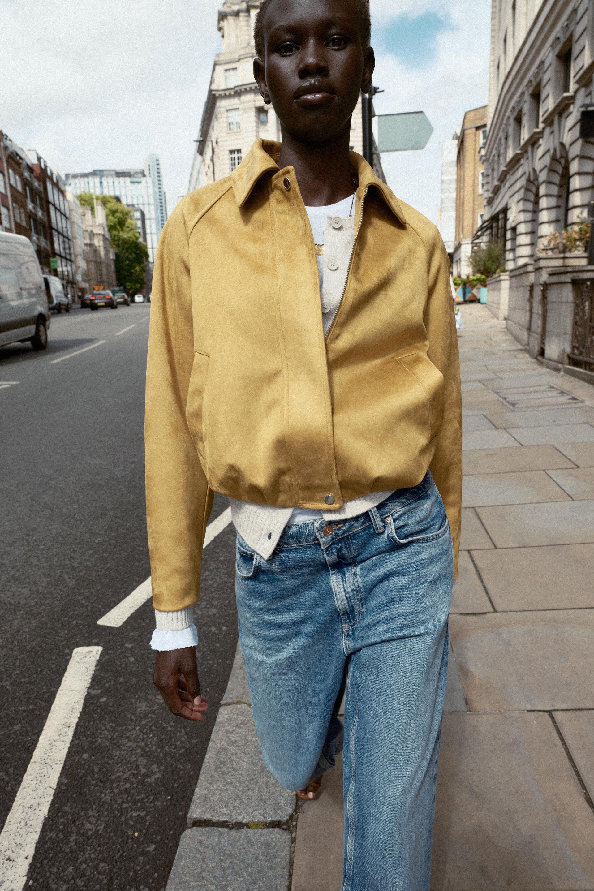 Faux Suede Bomber Jacket
