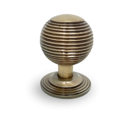 Antique Brass Beehive Design Knobs - Iron Drawer, Vanity, Wardrobe, Door, Cabinet &amp;amp; Cupboard Hardware - Bronze Handles for Dressers, Chests, Children's Bedrooms - Handcrafted