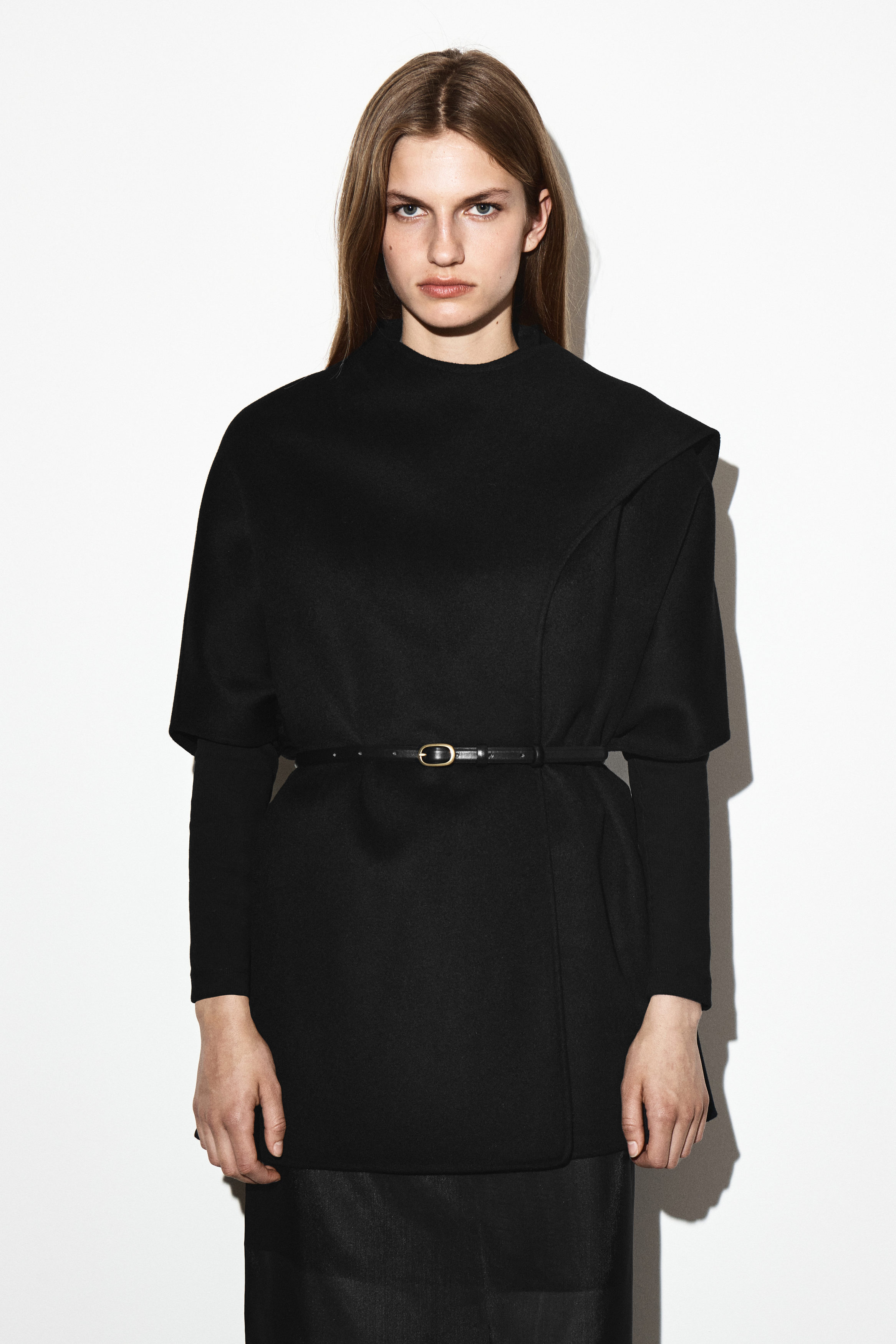 Double-Faced Wool Scarf Cape