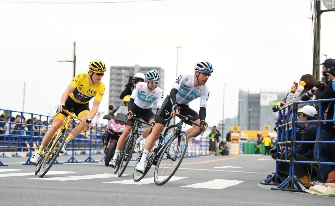 Team Sky ride the team time trial competition