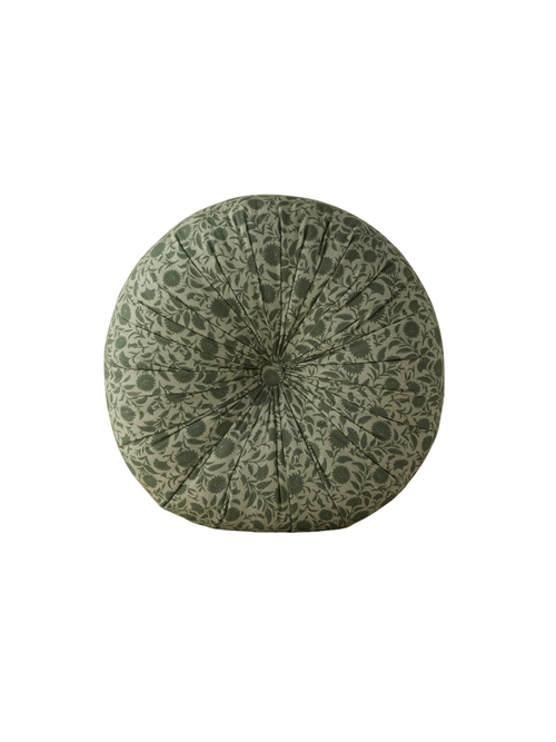 Fransen Linen Cotton Tufted Round Pillow