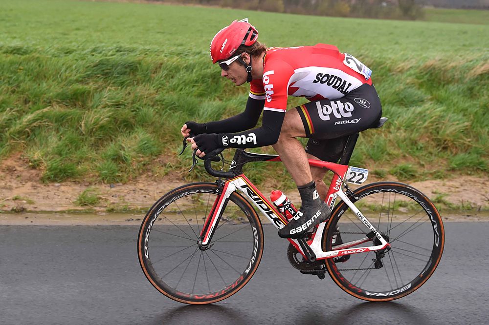 Lotto Soudal in the rain at Gent-Wevelgem
