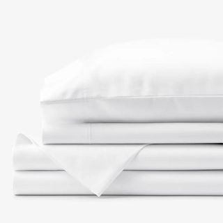 Premium Smooth Cotton Sateen Sheets on a white background.