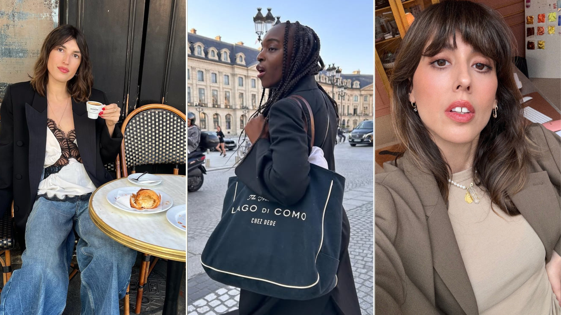 Photo collage of Jeanne Damas, Sophie Carbonari, and Violette Serrat