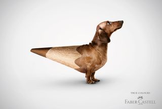 Faber-Castell ads showing objects sharpened into pencils
