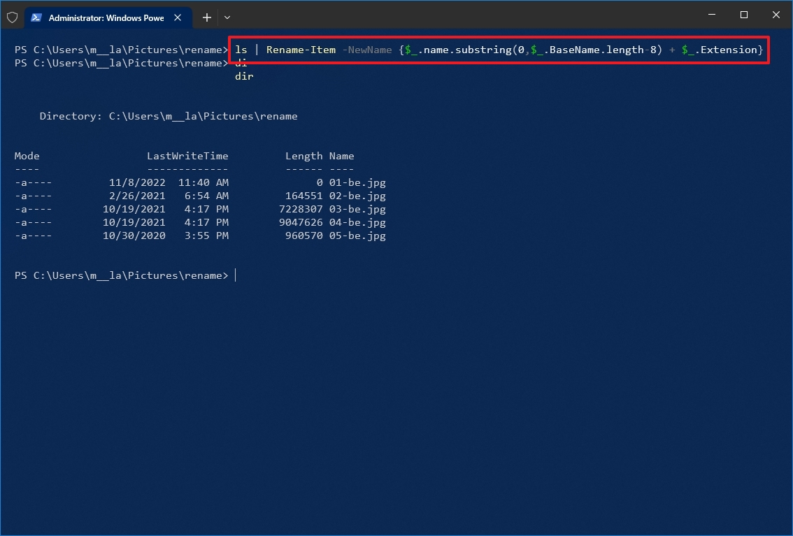 PowerShell trim part of the file name