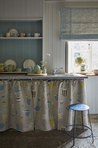 Kitchen with curtains at base unit by Vanessa Arbuthnott