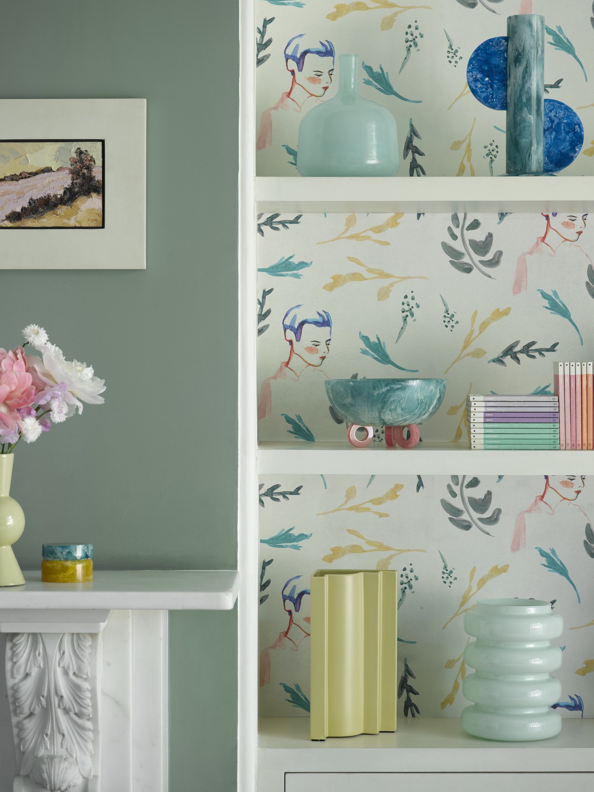 A feature shelving wall