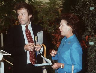 Princess Margaret meets up with ex boyfriend Roddy Llewellyn at the Chelsea Flower Show in May 1980 in London,England.