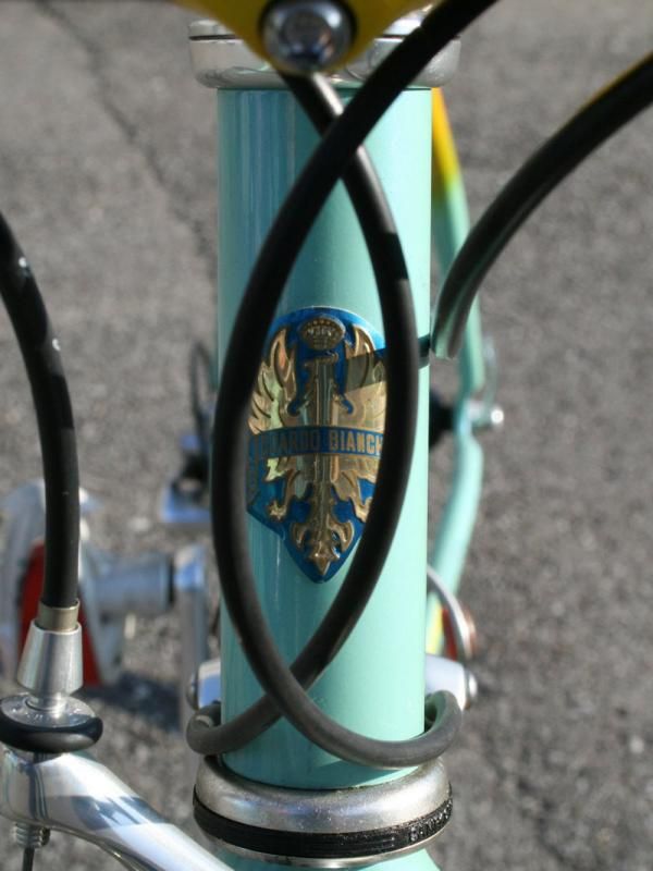 This head tube badge is hardly necessary as an identifier given the classic celeste paint.