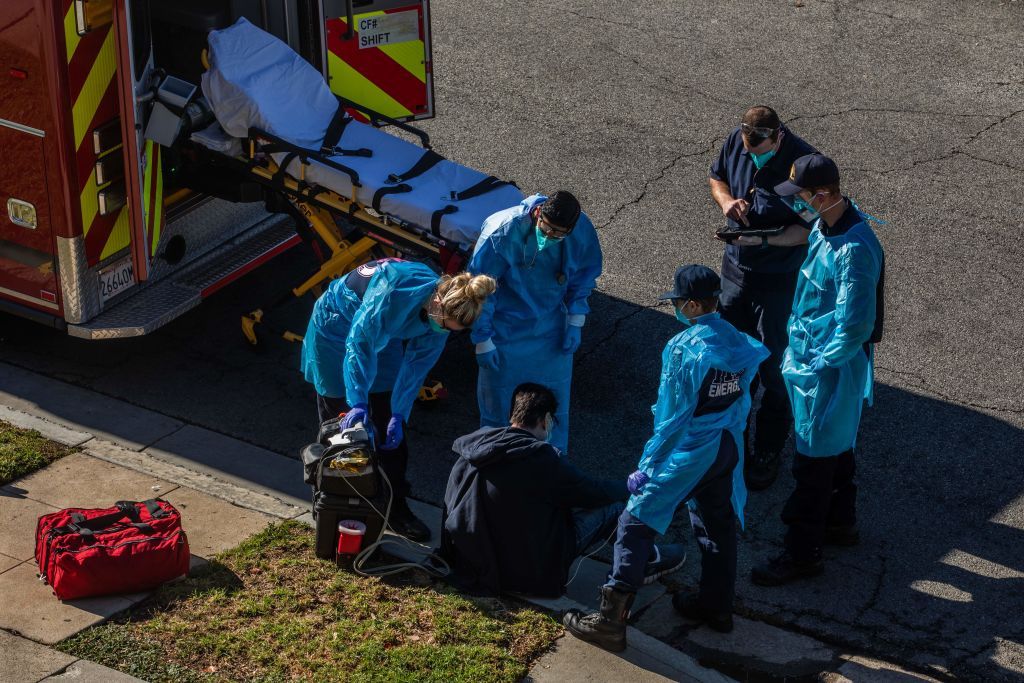 Ambulance workers in California.