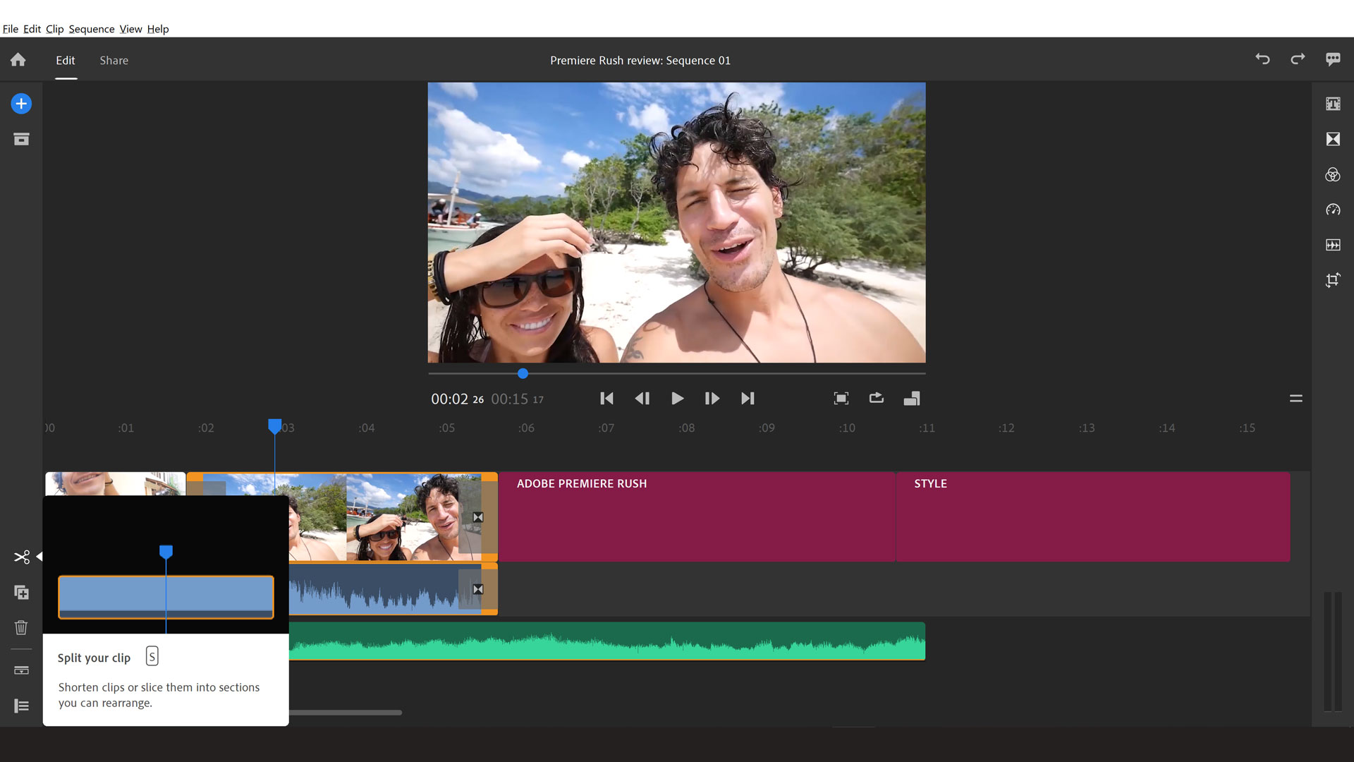 Software for editing videos for YouTube Adobe Rush