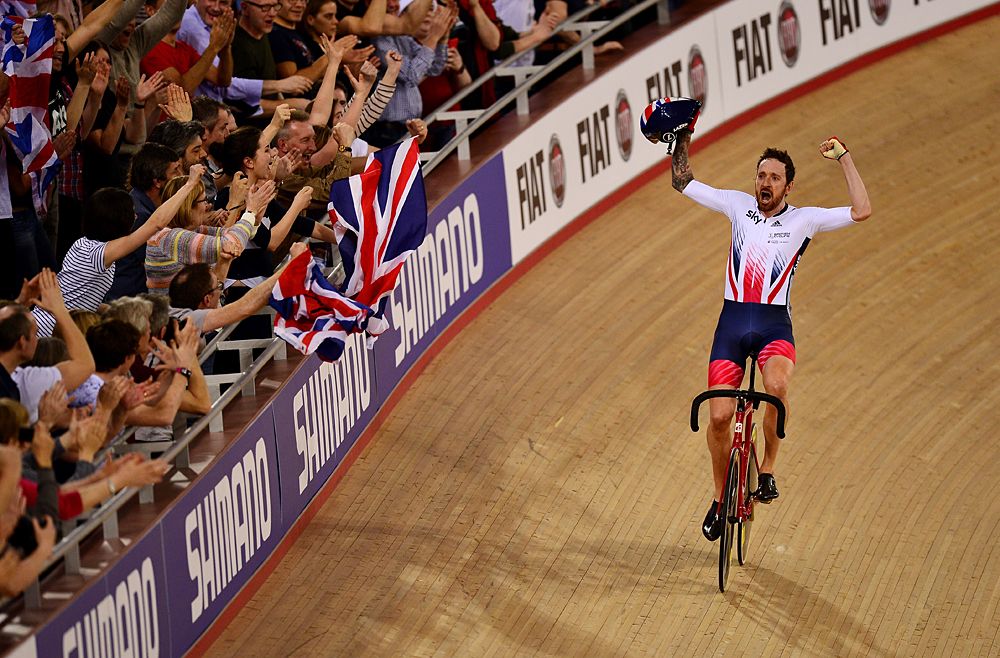 Bradley Wiggins (Great Britain) celebrates