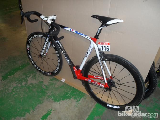 A team bike in the Lapierre factory, in for servicing