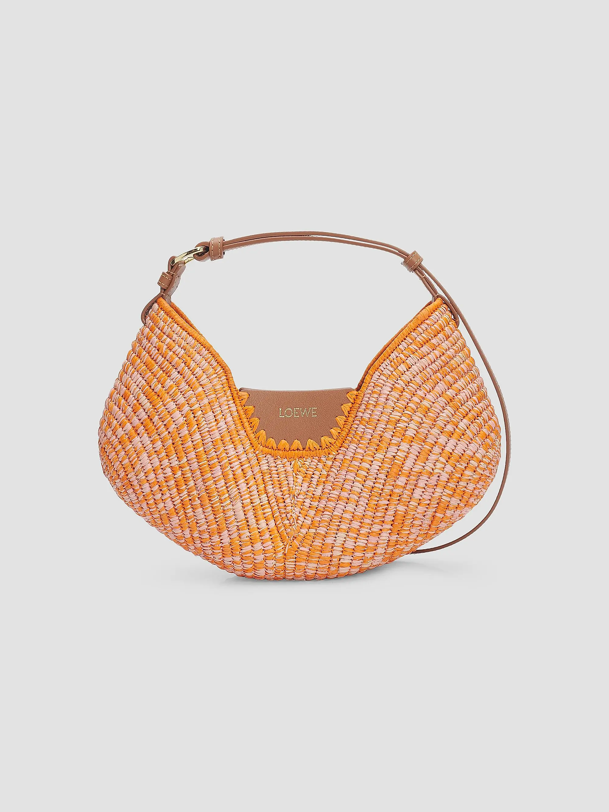 Loewe X Paula's Ibiza Swing Melange Raffia & Leather Shoulder Bag