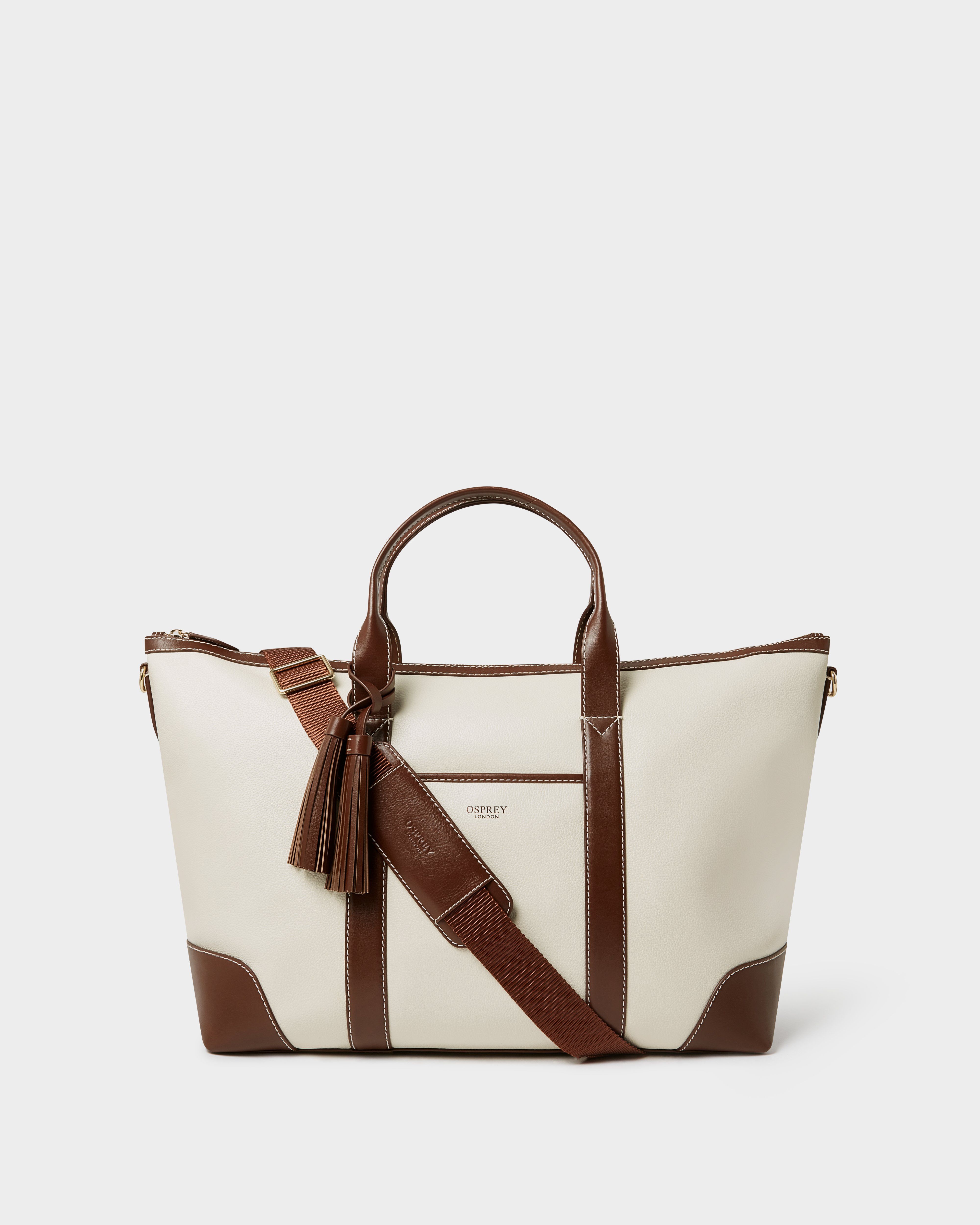 The Classic Savanna Leather Weekender in Black - the Classic Savanna Leather Weekender in Ivory