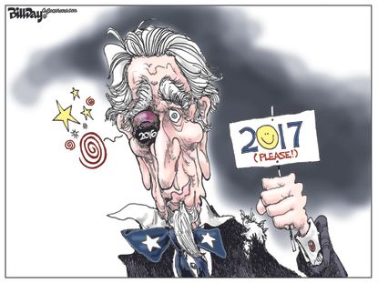 Editorial cartoon U.S. Uncle Sam New Year 2017